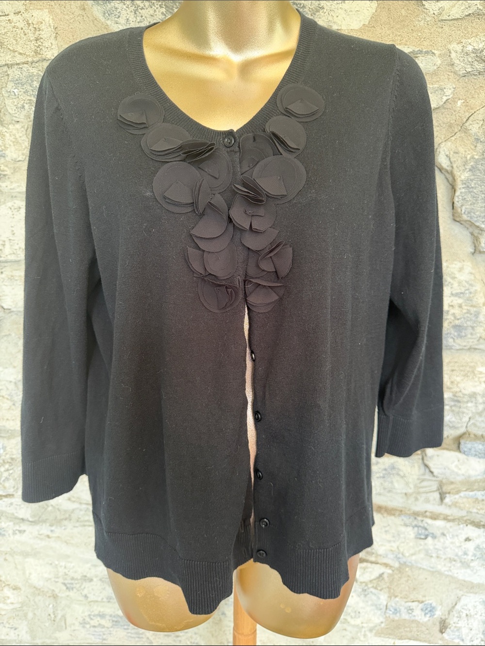 Black Floral Applique Cardigan